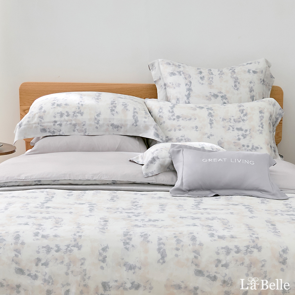 義大利La Belle《斯圖亞特》雙人天絲蠶絲蛋白防蹣抗菌吸濕排汗兩用被床包組