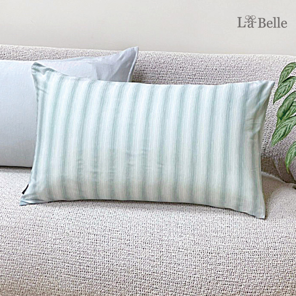 義大利La Belle《極簡線條》超COOL超涼感信封枕套--2入-綠x灰