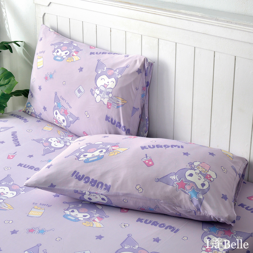 [超值組合]義大利La Belle《Sanrio-酷洛米宅萌樂》單人超COOL超涼感床包枕套組+舒柔水洗枕