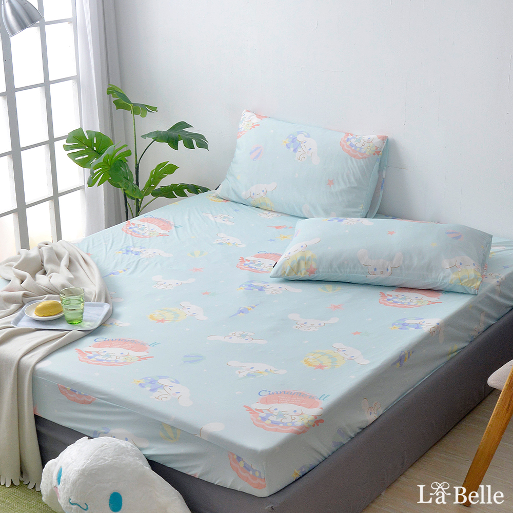 [超值組合]義大利La Belle《Sanrio-大耳狗繽紛海洋》雙人超COOL超涼感床包枕套組+舒柔水洗枕