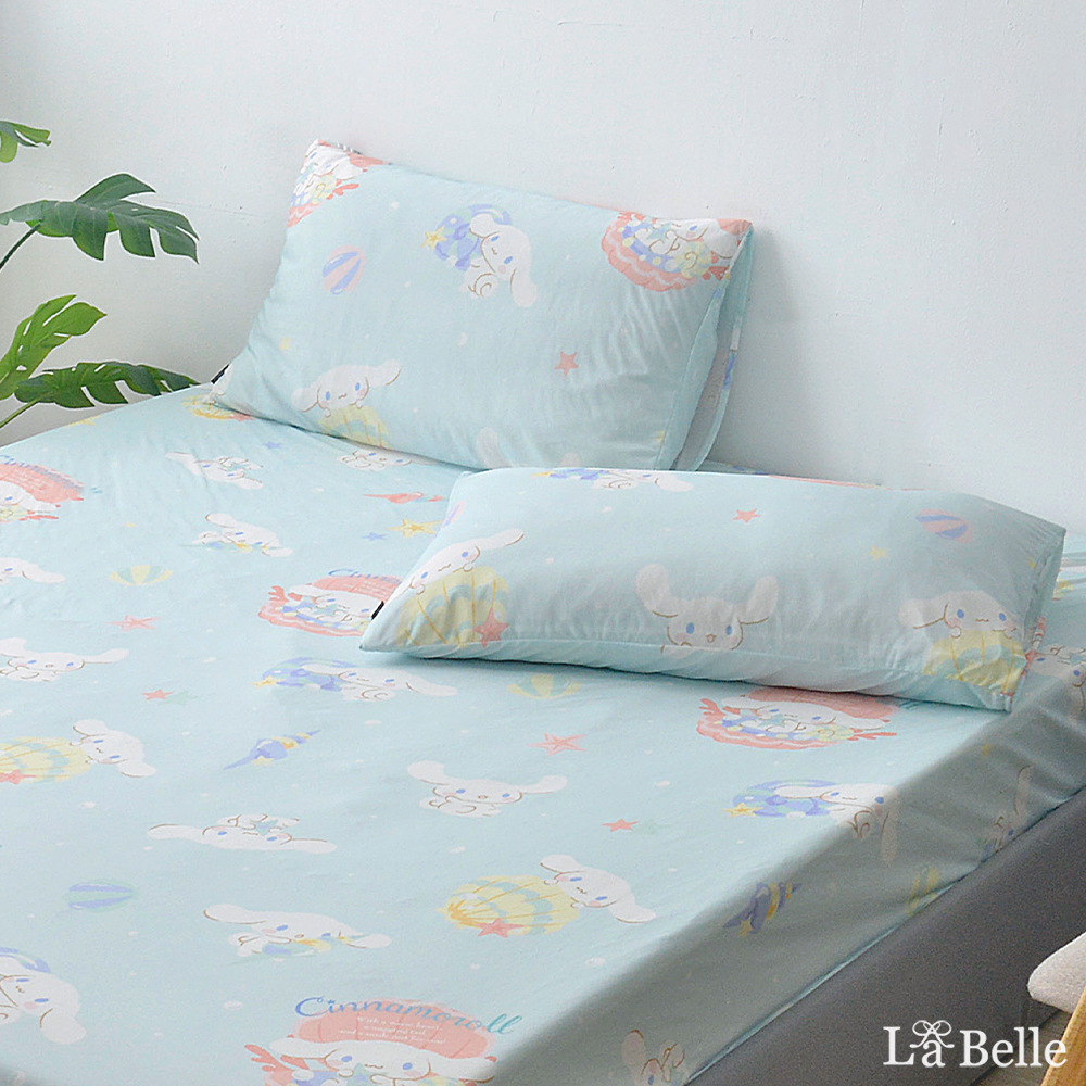 [超值組合]義大利La Belle《Sanrio-大耳狗繽紛海洋》雙人超COOL超涼感床包枕套組+舒柔水洗枕