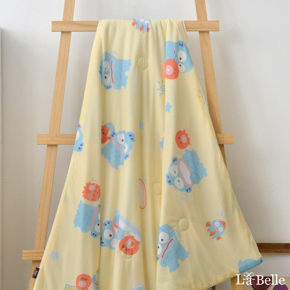 [超值組合]義大利La Belle《Sanrio-人魚漢頓の日常》超COOL超涼感兒童蠶絲蛋白抗菌涼被(100*120CM)+舒柔水洗枕