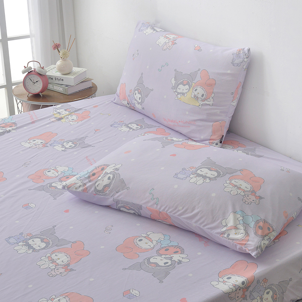 [超值組合]義大利La Belle《Sanrio-My Melody & KUROMI白粉天使》超COOL超涼感信封枕套--2入+大容量洗衣袋