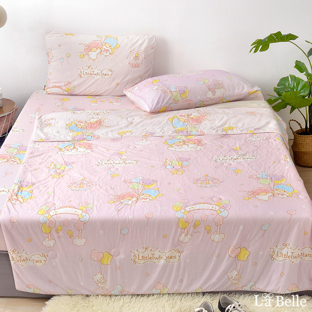  [超值組合]義大利La Belle《Sanrio-雙星仙子星樂園》超COOL超涼感蠶絲蛋白抗菌涼被(150*200CM)+舒柔水洗枕