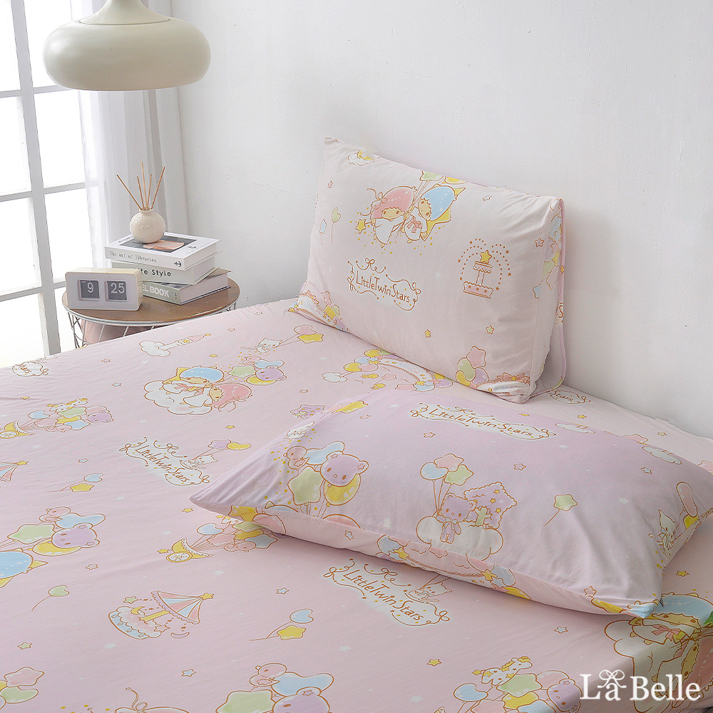 [超值組合]義大利La Belle《Sanrio-雙星仙子星樂園》加大超COOL超涼感床包枕套組+舒柔水洗枕
