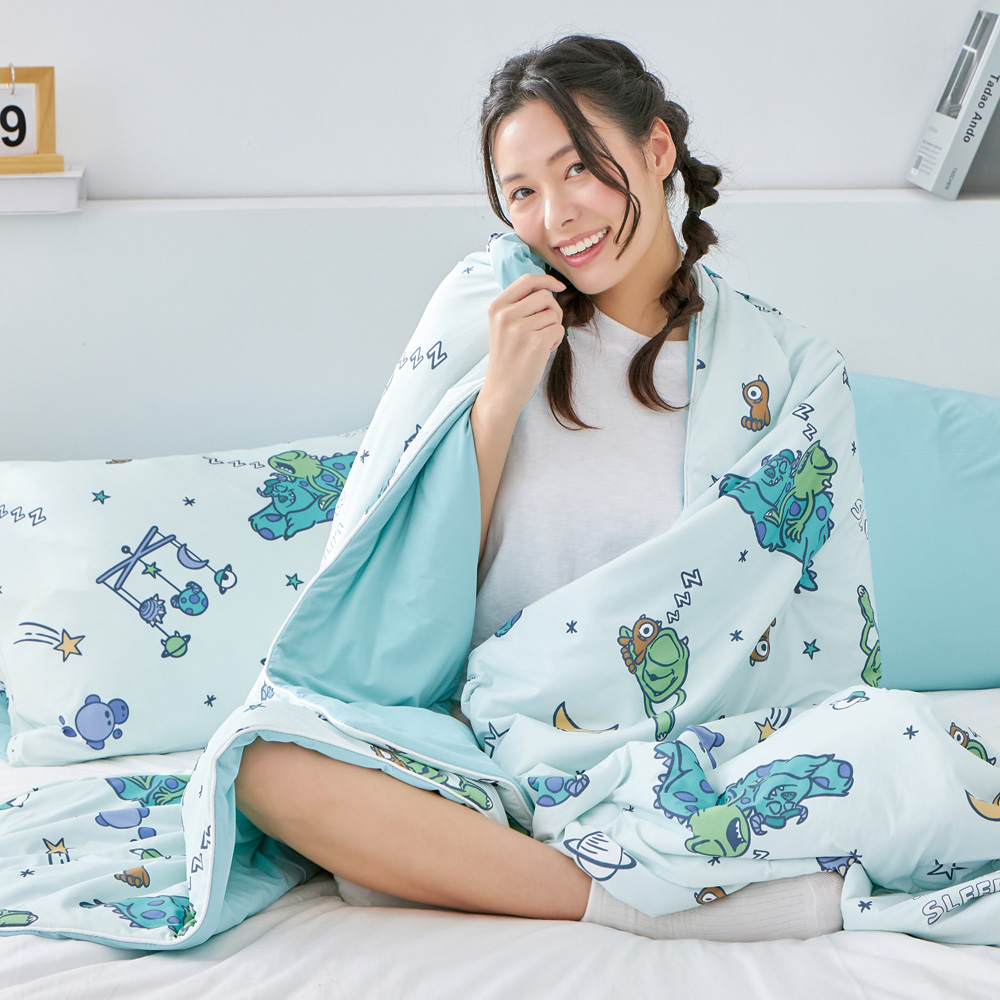 義大利La Belle《Disney-怪獸檸檬塔》眠綿冰玻尿酸抗菌涼感涼被(5x6.5尺)