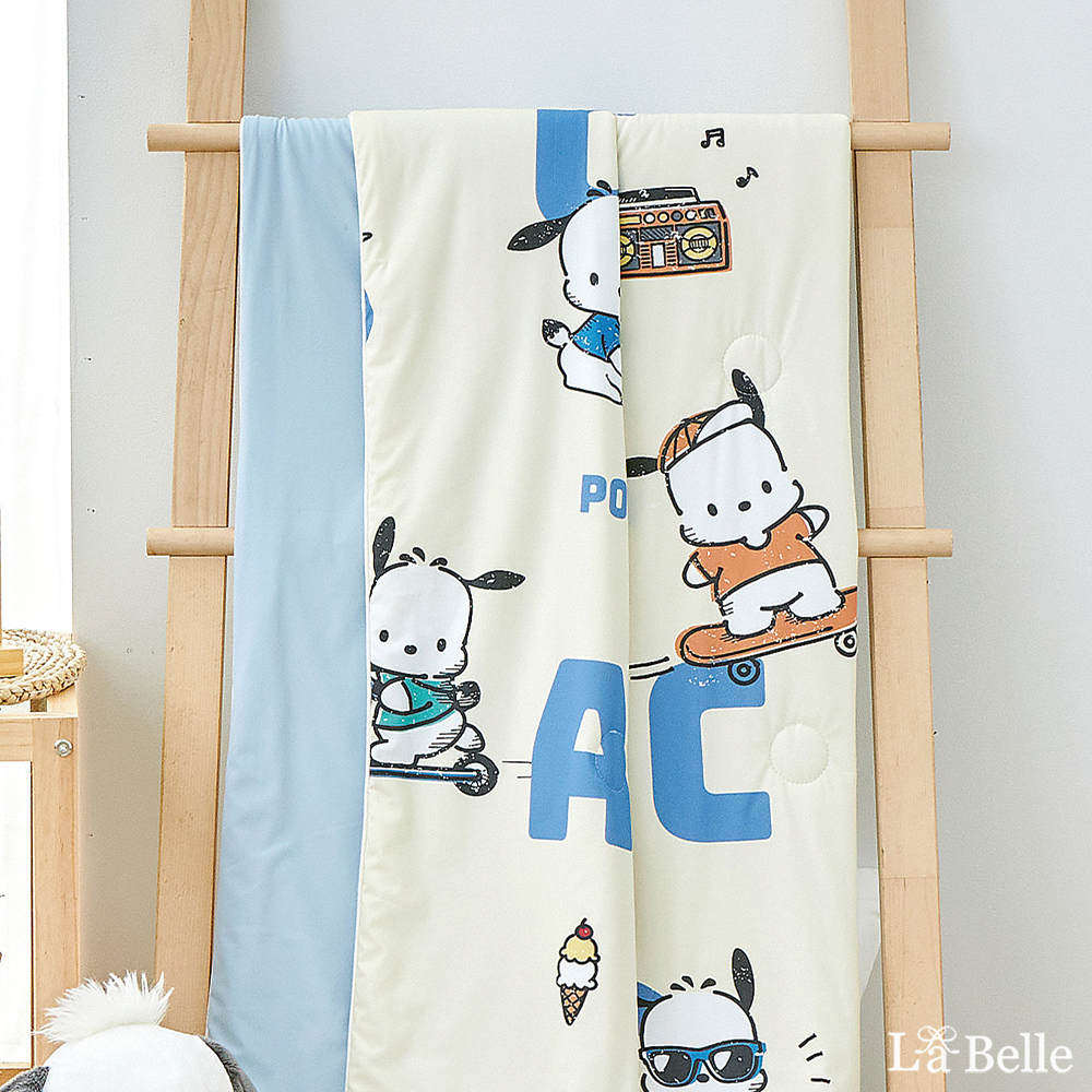 [超值組合]義大利La Belle《Sanrio-POCHACCO帕恰舒芙蕾》眠綿冰兒童玻尿酸抗菌涼感涼被(100x120CM)+舒柔水洗枕