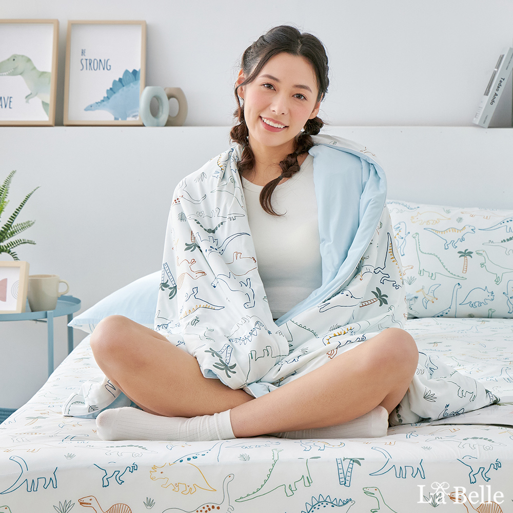 義大利La Belle《恐龍曲奇》眠綿冰玻尿酸抗菌涼感涼被(5x6.5尺)