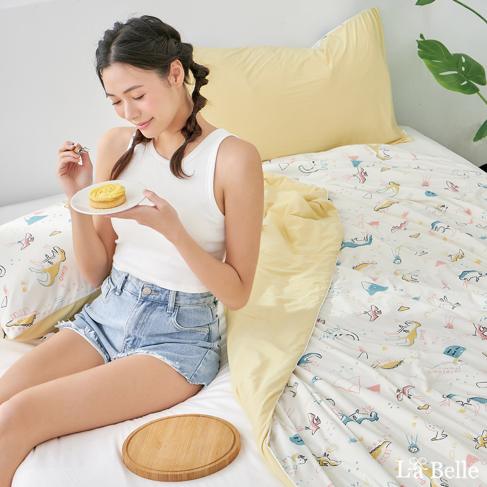義大利La Belle《恐龍沁冰樂》眠綿冰玻尿酸抗菌涼感涼被(5x6.5尺)