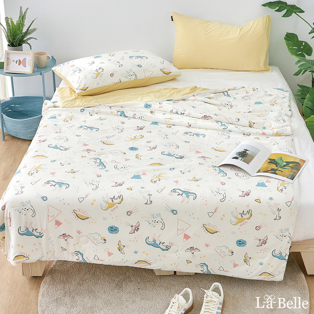 義大利La Belle《恐龍沁冰樂》眠綿冰玻尿酸抗菌涼感涼被(5x6.5尺)