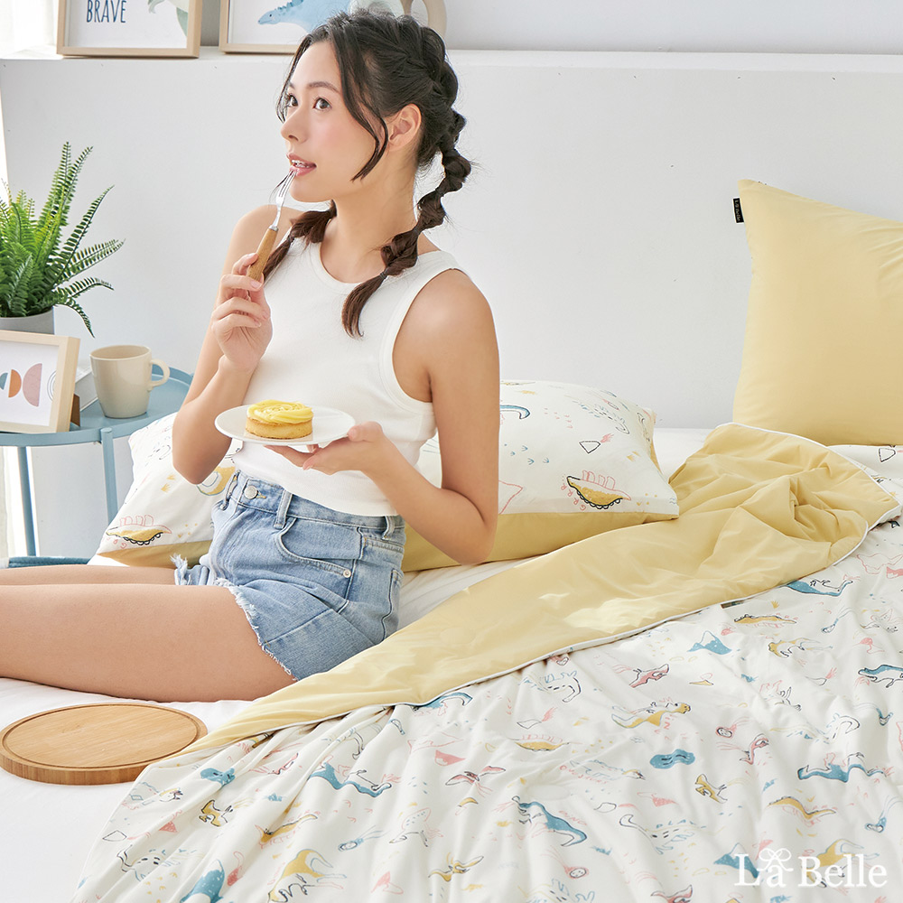 義大利La Belle《恐龍沁冰樂》眠綿冰玻尿酸抗菌涼感涼被(5x6.5尺)