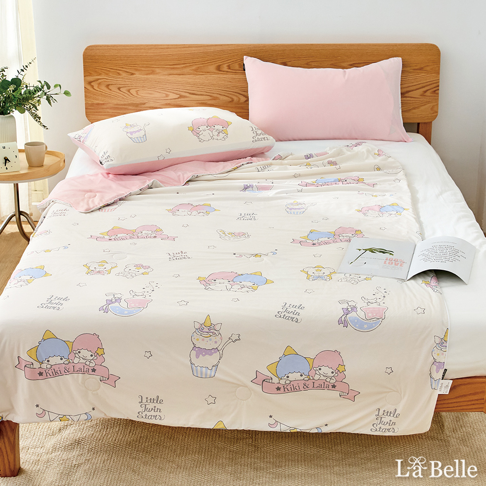 [超值組合]義大利La Belle《Sanrio-雙星仙子甜點星語》ICECOOL眠綿冰蠶絲蛋白抗菌涼感涼被(150*195cm)+舒柔水洗枕