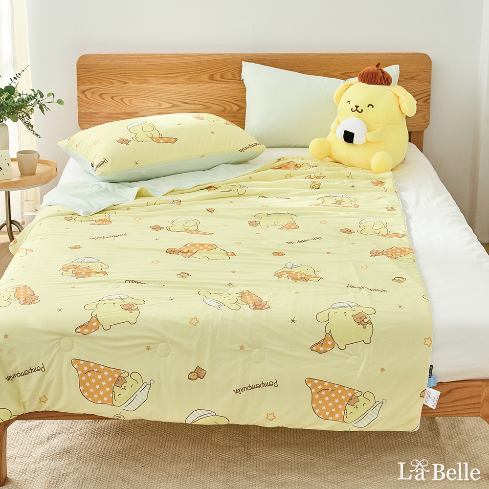 [超值組合]義大利La Belle《Sanrio-布丁狗唔唔睏zZ》ICECOOL眠綿冰蠶絲蛋白抗菌涼感涼被(150*195cm)+舒柔水洗枕