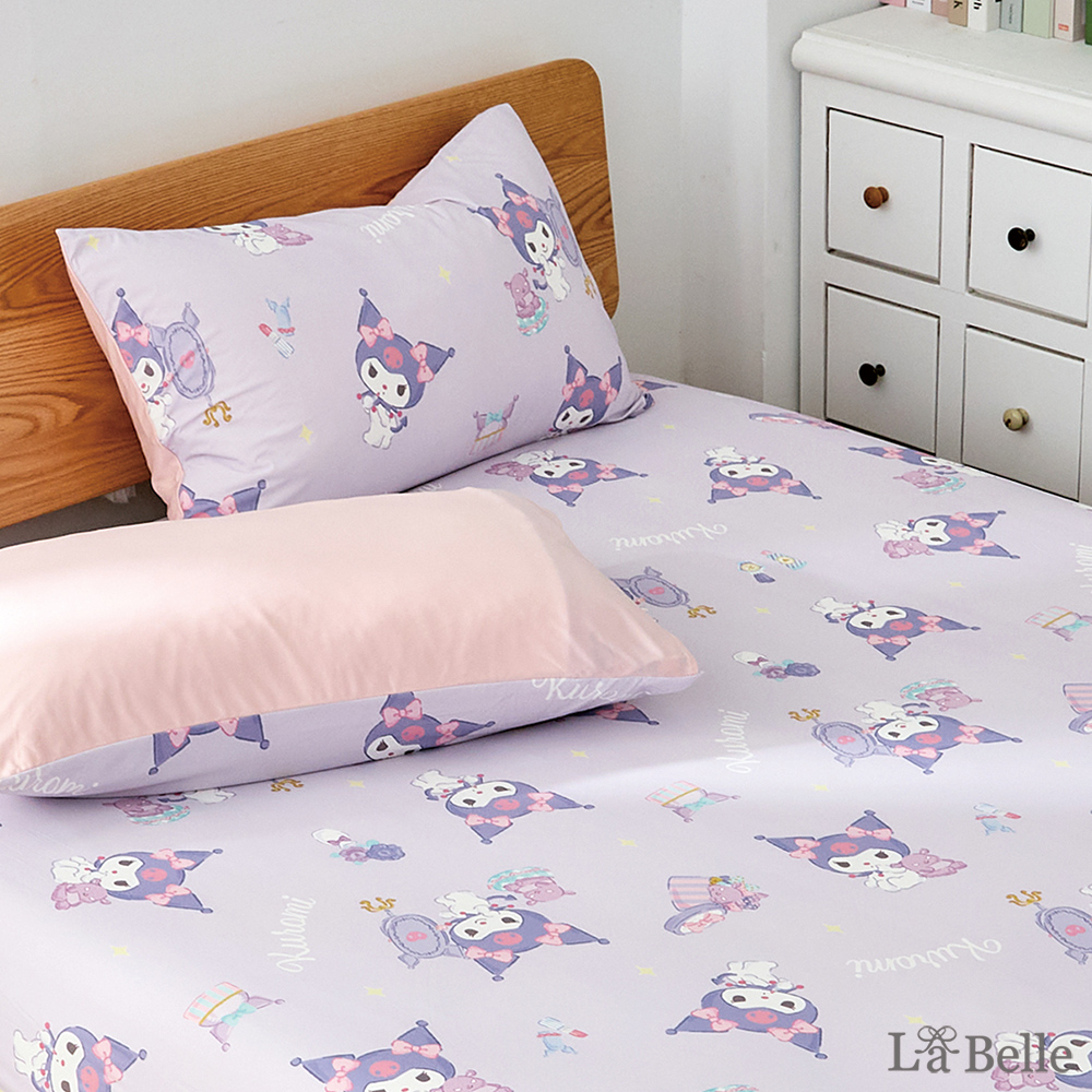 [超值組合]義大利La Belle《Sanrio-魔鏡KUROMI》ICECOOL眠綿冰單人涼感床包枕套組+舒柔水洗枕