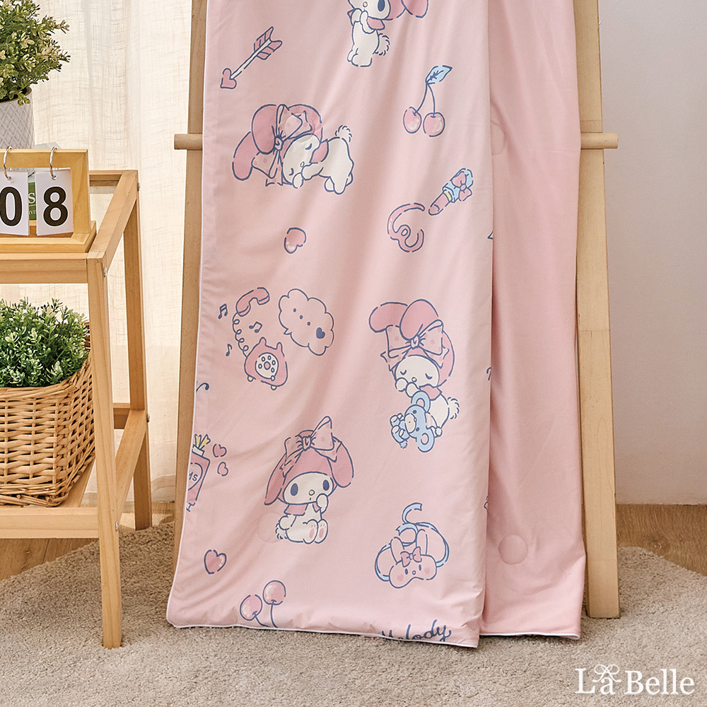 [超值組合](兒童) 義大利La Belle《Sanrio-夢幻甜心美樂蒂》ICECOOL眠綿冰蠶絲蛋白抗菌兒童涼感涼被(100*120cm)+舒柔水洗枕