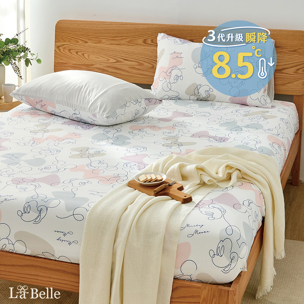 義大利La Belle《Disney-米奇印象》ICECOOL眠綿冰加大涼感床包枕套組