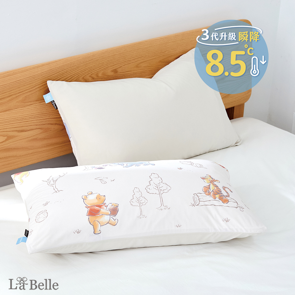 [超值組合] 義大利La Belle《Disney-維尼森林漫遊》ICECOOL眠綿冰涼感信封枕套--2入+大容量洗衣袋