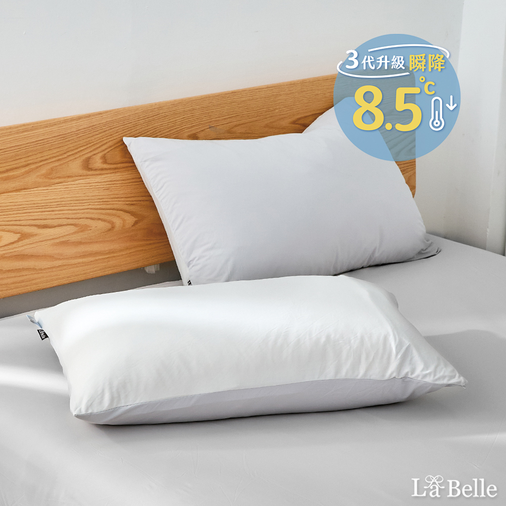 義大利La Belle《初嵐霧灰》ICECOOL眠綿冰涼感信封枕套--2入