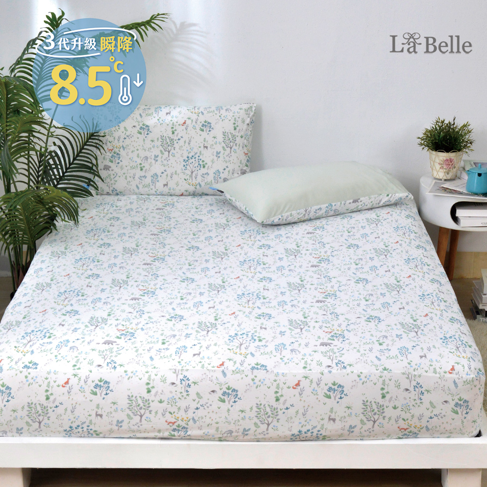 義大利La Belle《森林漫遊》ICECOOL眠綿冰加大涼感床包枕套組