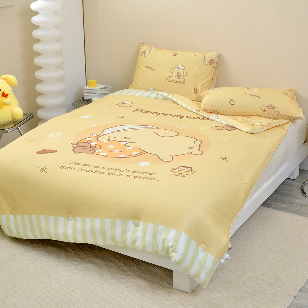 (現貨+預購)義大利La Belle《Sanrio-布丁狗唔唔睏zZ》海島針織防蟎抗菌暖暖被150*195CM