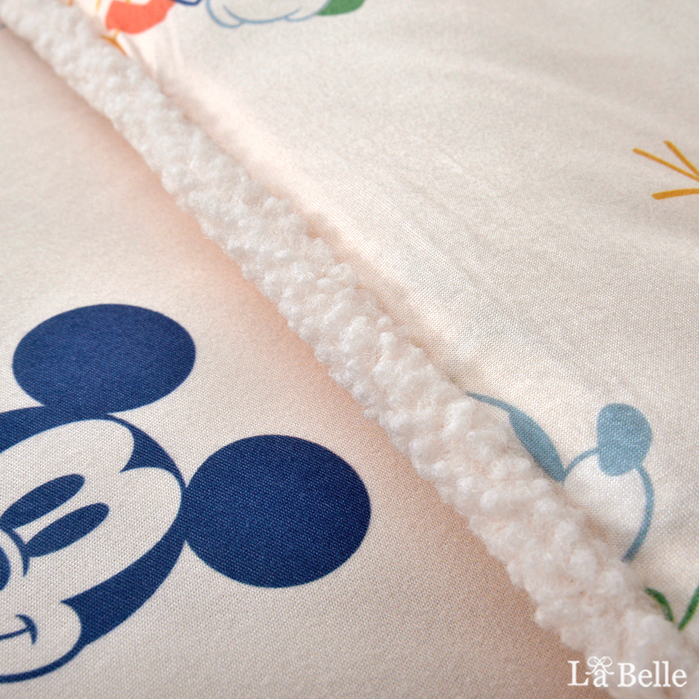 [超值組合]義大利La Belle《Disney-彩虹米奇》海島針織防蟎抗菌暖暖被150*195CMM+大容量洗衣袋