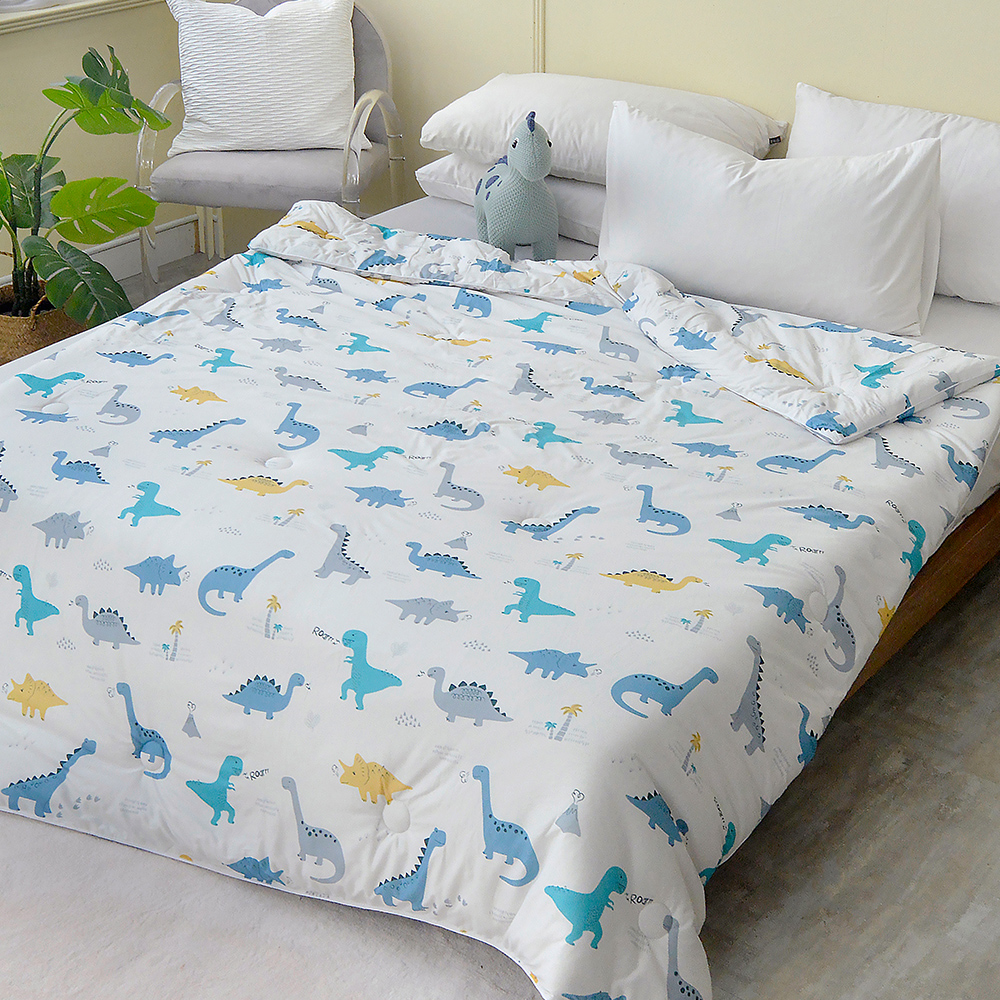 義大利La Belle《恐龍百科》海島針織防蟎抗菌暖暖被150*195CM